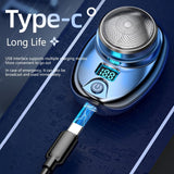 Portable Digital Electric Shaver Mini USB Rechargeable Razor Washable Travel Beard Trimmer for Men (Gradient Blue)