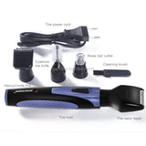 SPORTSMAN 4-in-1 USB Rechargeable Nose & Ear Hair Trimmer Electric Beard Shaver Face Eyebrow Grooming Kit for Men (Blue)
