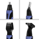 SPORTSMAN 4-in-1 USB Rechargeable Nose & Ear Hair Trimmer Electric Beard Shaver Face Eyebrow Grooming Kit for Men (Blue)