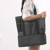 Portable Double Layer Mesh Sport Duffel Beach Picnic Shoulder Storage Bag Handbag