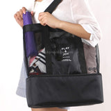 Portable Double Layer Mesh Sport Duffel Beach Picnic Shoulder Storage Bag Handbag