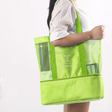 Portable Double Layer Mesh Sport Duffel Beach Picnic Shoulder Storage Bag Handbag