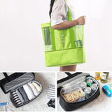 Portable Double Layer Mesh Sport Duffel Beach Picnic Shoulder Storage Bag Handbag