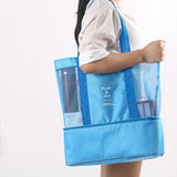 Portable Double Layer Mesh Sport Duffel Beach Picnic Shoulder Storage Bag Handbag