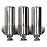 Triple Hotel Shower Manual Dispenser Wall Mounted Washing Liquid Shampoo Soap Bottle, Capacity: 1200ml (Stainless Steel)