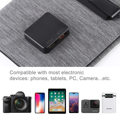 شاحن لوحة الطاقة الشمسية HAWEEL 21 واط فائق النحافة قابل للطي 3 مرات 5 فولت / 3 أمبير مع منفذي USB، يدعم QC3.0 وAFC، فائق النحافة 21 واط