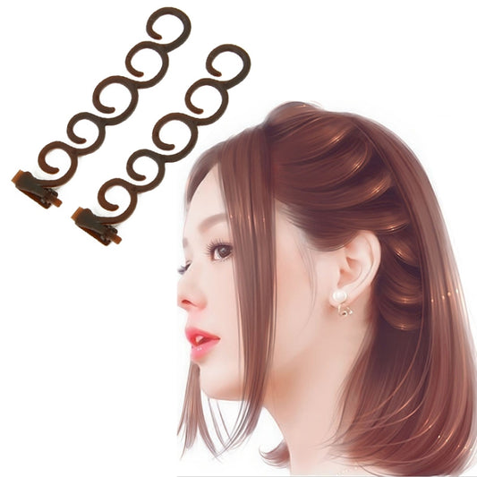 Elegance Hair Braider Flower Magic Hair Clip Queue Twist Plait Hairstyle Styling Accessories,Size:13.5x2.5cm(6090 Coffee