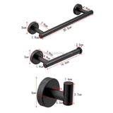 3 In 1 Matte 304 Stainless Steel Towel Bar Paper Towel Rack Hook Bathroom Accessories Bath Shower Set, Color:Black