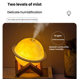 Humidifier USB Large Mist Volume Ambient Light Home Car Aromatherapy Humidifier Decoration Ornament(Moon Planet)