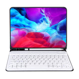 X-11B Skin Plain Texture Detachable Bluetooth Keyboard Tablet Case for iPad Pro 11 inch 2020 / 2018, with Pen Slot, White Keyboard