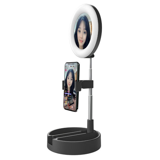 WK G3 Folding Storage Type Desktop Multi-function Live Light Makeup Mirror Holder, G3 (Black), G3 (Pink), G3 (White)