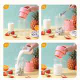 420ml 6 Blades Straw Juice Cup USB Charging Portable Fruit Juicer Smoothie Maker(Pink)