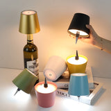LED Rechargeable Ambient Table Lamp Tri-color Dimmable Wireless Wine Bottle Lamp Bar Light, Size: Aluminum