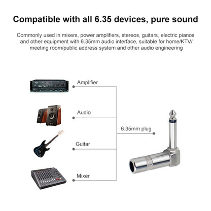 1/4 Inch 6.35mm Audio Mono Plug L-shaped Right Angle Screw Jack Male Guitar Audio Connector