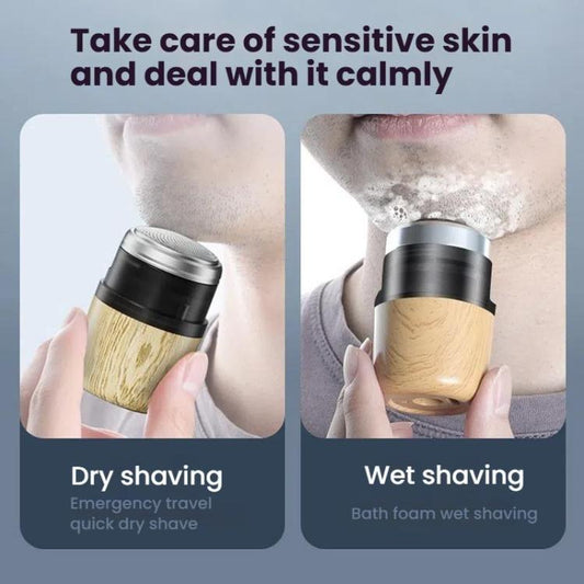 Wood Grain Electric Shaver Rechargeable Men Shaver with 6 Stainless Steel Blades, Waterproof Washable Head & High-Power Motor for Smooth Shaving 2207