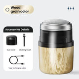Wood Grain Electric Shaver Rechargeable Men Shaver with 6 Stainless Steel Blades, Waterproof Washable Head & High-Power Motor for Smooth Shaving 2207