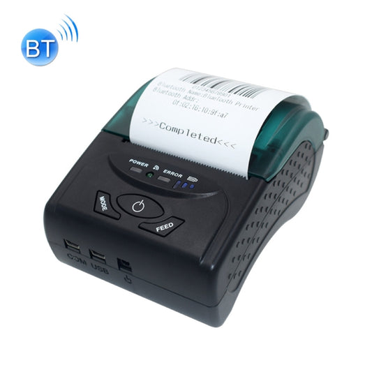 طابعة التذاكر الحرارية المحمولة POS-5807 بمنفذ USB وبلوتوث مقاس 58 مم، الحد الأقصى لحجم الورق الحراري المدعوم: 57 × 50 مم