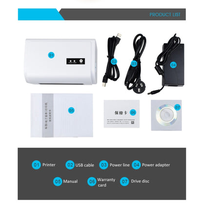 طابعة تذاكر حرارية محمولة بمنفذ USB ZJ-9200 مع حامل، USB