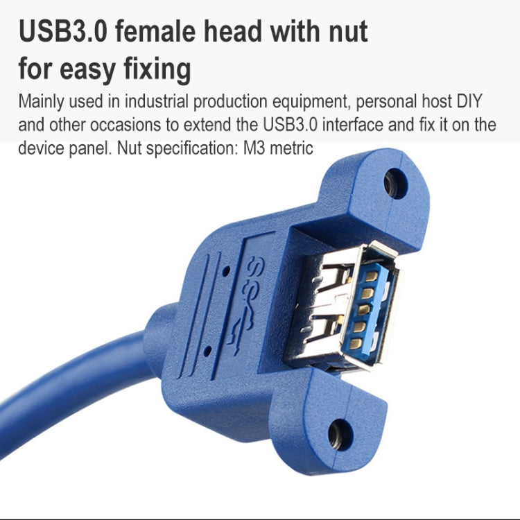 USB 3.0 Male to Female Extension Cable with Screw Nut, Cable Length: 1m, 1m