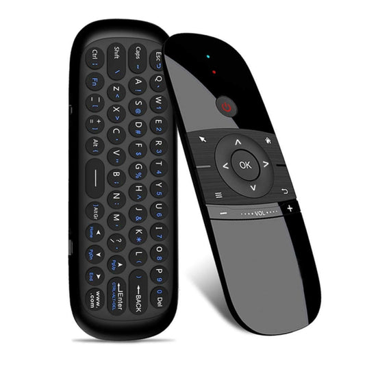 لوحة مفاتيح لاسلكية W1 QWERTY مكونة من 57 مفتاحًا وجهاز تحكم عن بعد 2.4 جيجاهرتز مع مؤشر LED لأجهزة Android TV Box والكمبيوتر الشخصي الصغير والتلفزيون الذكي وجهاز العرض وHTPC والكمبيوتر الشخصي/التلفزيون الكل في واحد W1