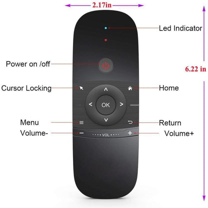 W1 Wireless QWERTY 57-Keys Keyboard 2.4G Air Mouse Remote Controller with LED Indicator for Android TV Box, Mini PC, Smart TV, Projector, HTPC, All-in-one PC / TV, W1