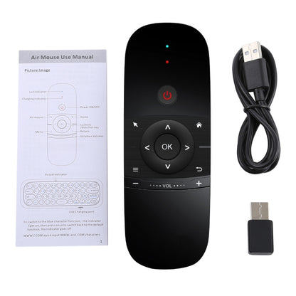 W1 Wireless QWERTY 57-Keys Keyboard 2.4G Air Mouse Remote Controller with LED Indicator for Android TV Box, Mini PC, Smart TV, Projector, HTPC, All-in-one PC / TV, W1