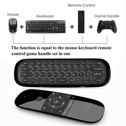 W1 Wireless QWERTY 57-Keys Keyboard 2.4G Air Mouse Remote Controller with LED Indicator for Android TV Box, Mini PC, Smart TV, Projector, HTPC, All-in-one PC / TV, W1