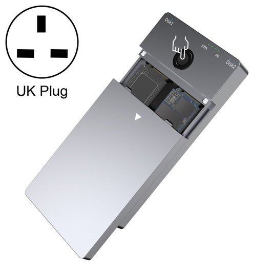 Rocketek ME921 USB3.1 Gen2 Dual M.2 Solid State Drive Box NVMe Docking Station, UK Plug, UK Plug