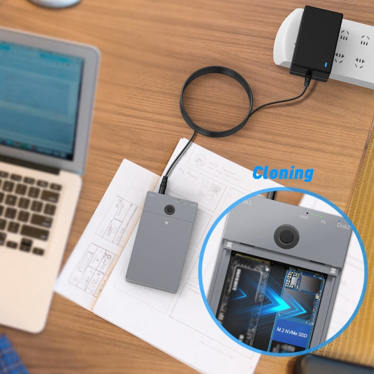Rocketek ME921 USB3.1 Gen2 Dual M.2 Solid State Drive Box NVMe Docking Station, UK Plug, UK Plug