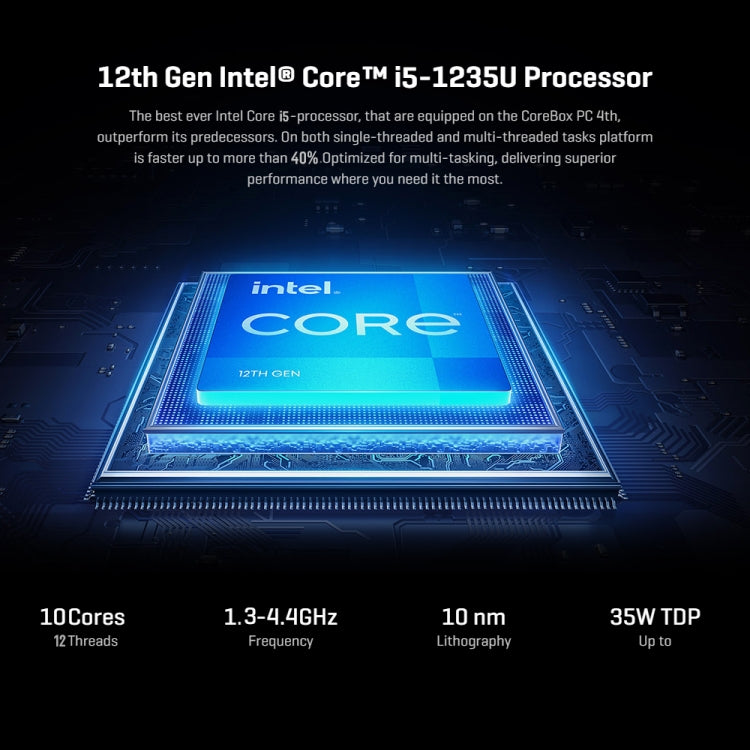 CHUWI CoreBox i5 Mini PC, 16GB+512GB Win11 System Intel Core i5-1235U Deca Core up to 4.4GHz, Support WiFi, Bluetooth, HDMI, SATA HDD, RJ45, i5-12450H 16GB+512GB