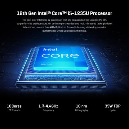 CHUWI CoreBox i5 Mini PC, 16GB+512GB Win11 System Intel Core i5-1235U Deca Core up to 4.4GHz, Support WiFi, Bluetooth, HDMI, SATA HDD, RJ45, i5-12450H 16GB+512GB