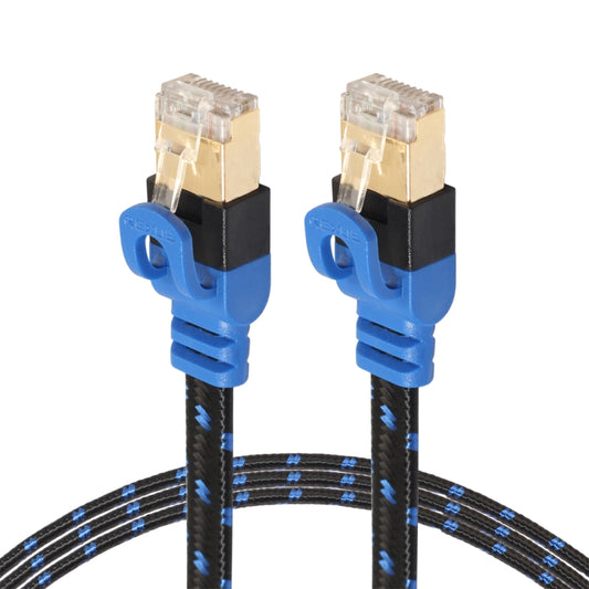 كابل شبكة LAN مضفر ثنائي اللون مطلي بالذهب من REXLIS CAT7-2، CAT7 مسطح إيثرنت 10 جيجابت، لشبكة LAN للمودم والموجه، مع موصلات RJ45 محمية، الطول: 1 متر، الطول: 1 متر
