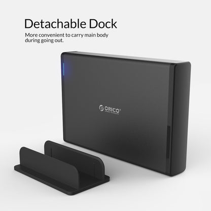 علبة قرص صلب محمول ORICO 7688C3 سعة 8 تيرابايت مقاس 3.5 بوصة بمنفذ USB-C / Type-C مع قاعدة قابلة للفصل، طول الكابل: 1 متر