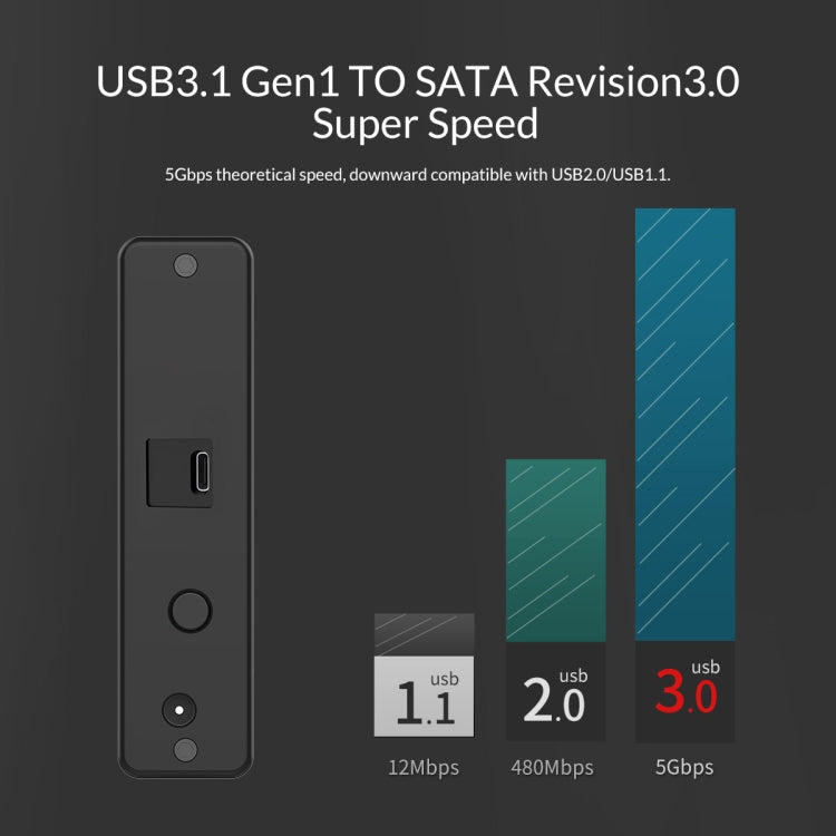 علبة قرص صلب محمول ORICO 7688C3 سعة 8 تيرابايت مقاس 3.5 بوصة بمنفذ USB-C / Type-C مع قاعدة قابلة للفصل، طول الكابل: 1 متر