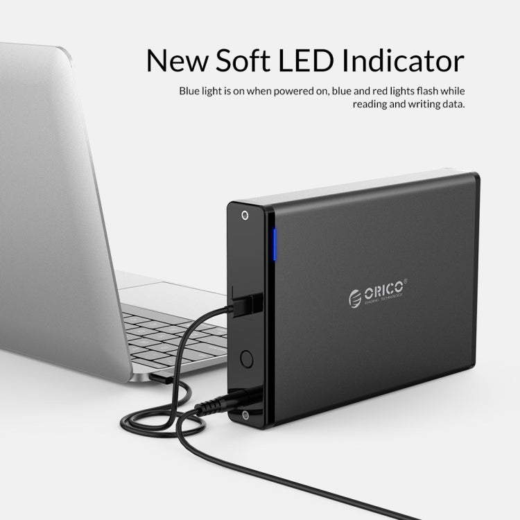 علبة قرص صلب محمول ORICO 7688C3 سعة 8 تيرابايت مقاس 3.5 بوصة بمنفذ USB-C / Type-C مع قاعدة قابلة للفصل، طول الكابل: 1 متر