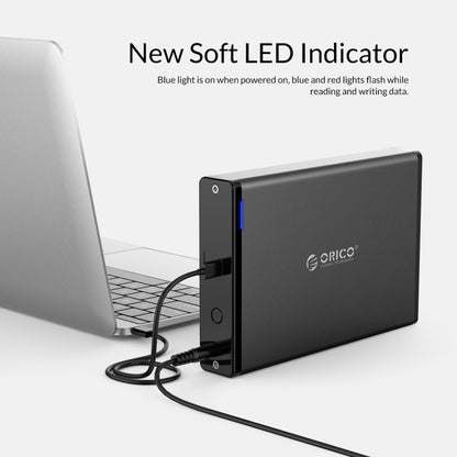 علبة قرص صلب محمول ORICO 7688C3 سعة 8 تيرابايت مقاس 3.5 بوصة بمنفذ USB-C / Type-C مع قاعدة قابلة للفصل، طول الكابل: 1 متر