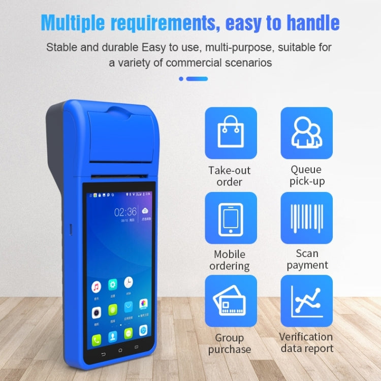 جهاز POS-6000 إصدار 4G، 1 جيجابايت + 8 جيجابايت، 58 مم، جهاز POS محمول باليد، 5.5 بوصة، ماسح ضوئي لرمز الاستجابة السريعة، يعمل بنظام Android، قابس الاتحاد الأوروبي، 1 جيجابايت + 8 جيجابايت