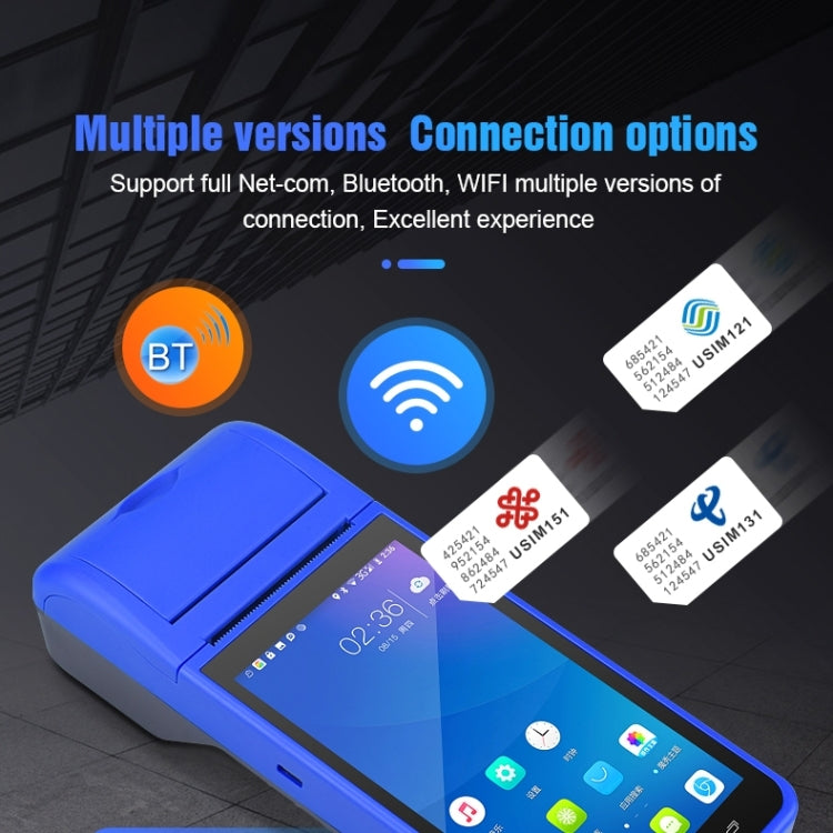جهاز POS-6000 إصدار 4G، 1 جيجابايت + 8 جيجابايت، 58 مم، جهاز POS محمول باليد، 5.5 بوصة، ماسح ضوئي لرمز الاستجابة السريعة، يعمل بنظام Android، قابس الاتحاد الأوروبي، 1 جيجابايت + 8 جيجابايت