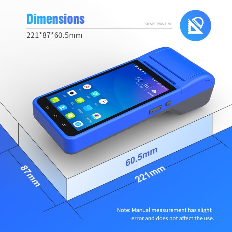 جهاز POS-6000 إصدار 4G، 1 جيجابايت + 8 جيجابايت، 58 مم، جهاز POS محمول باليد، 5.5 بوصة، ماسح ضوئي لرمز الاستجابة السريعة، يعمل بنظام Android، قابس الاتحاد الأوروبي، 1 جيجابايت + 8 جيجابايت