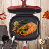 Household Pan Double Side Grill Fry Pan Cookware Double Face Pan(28cm)