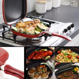 Household Pan Double Side Grill Fry Pan Cookware Double Face Pan(28cm)