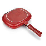 Household Pan Double Side Grill Fry Pan Cookware Double Face Pan(28cm)