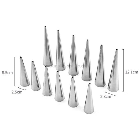 5 PCS Cone Roll Moulds Stainless Steel Spiral Nozzle Croissants Pastry Cream Horn Cake Mold