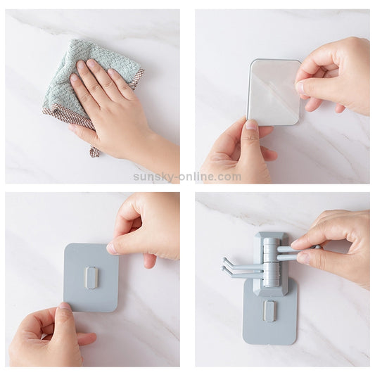 10 PCS Strong Viscose Bathroom Wall Shelf Without Perforation Traceless Rotating Hook, Random Color Delivery