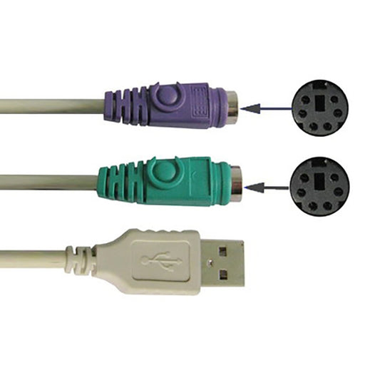 كابل محول USB إلى PS/2 للوحة المفاتيح والفأرة، جودة عادية
