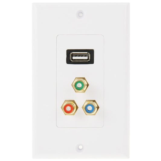 لوحة حائط بمقبس USB 2.0 أنثى + 3 مقابس RCA أنثى