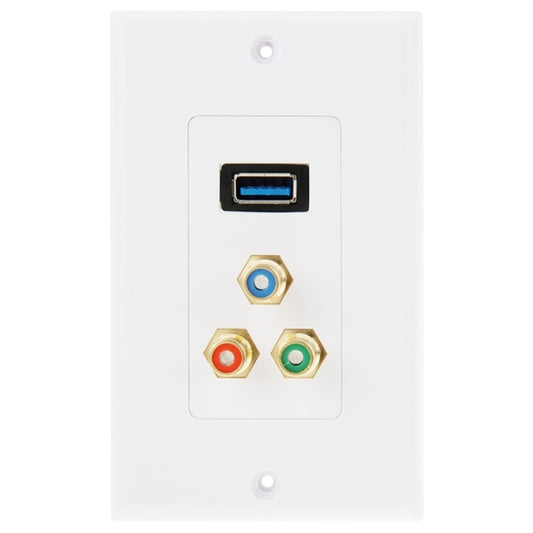 لوحة حائط بمقبس USB 3.0 أنثى + 3 مقابس RCA أنثى