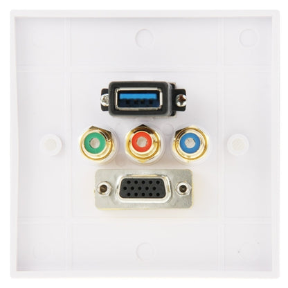 لوحة حائط بمقبس USB 3.0 أنثى + 3 مقابس RCA أنثى + مقبس VGA أنثى