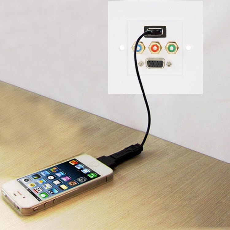 لوحة حائط بمقبس USB 3.0 أنثى + 3 مقابس RCA أنثى + مقبس VGA أنثى