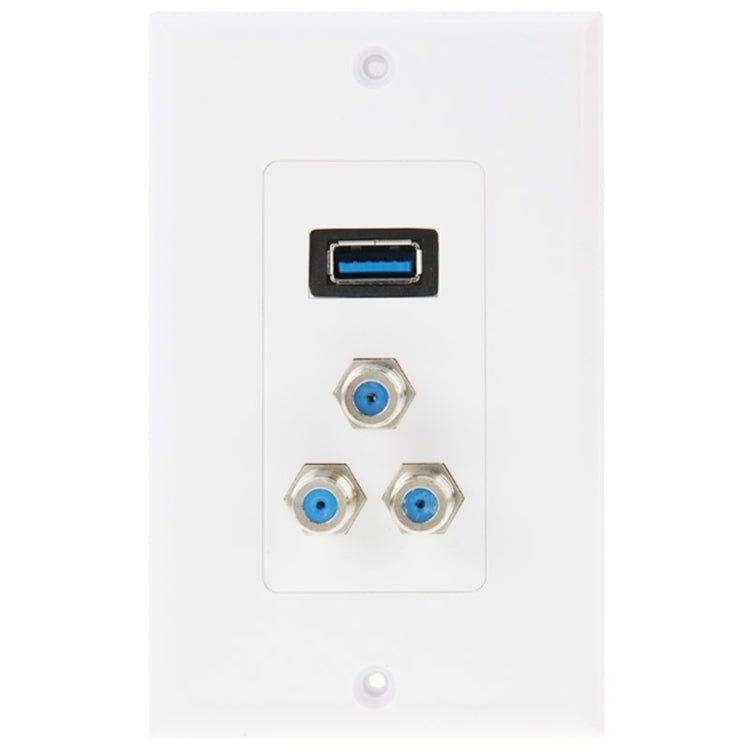 لوحة حائط بمقبس USB 3.0 أنثى + 3 مقابس F أنثى